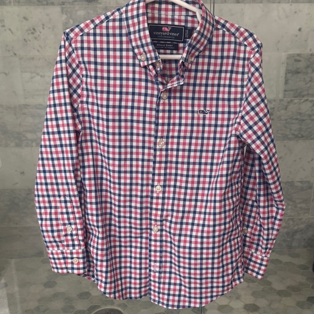 Vineyard Vines Boys Whale Shirt - red, white and blue